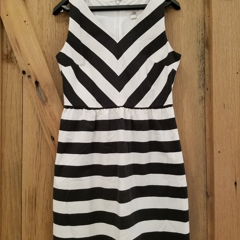 LOFT Black and White Lined Dress